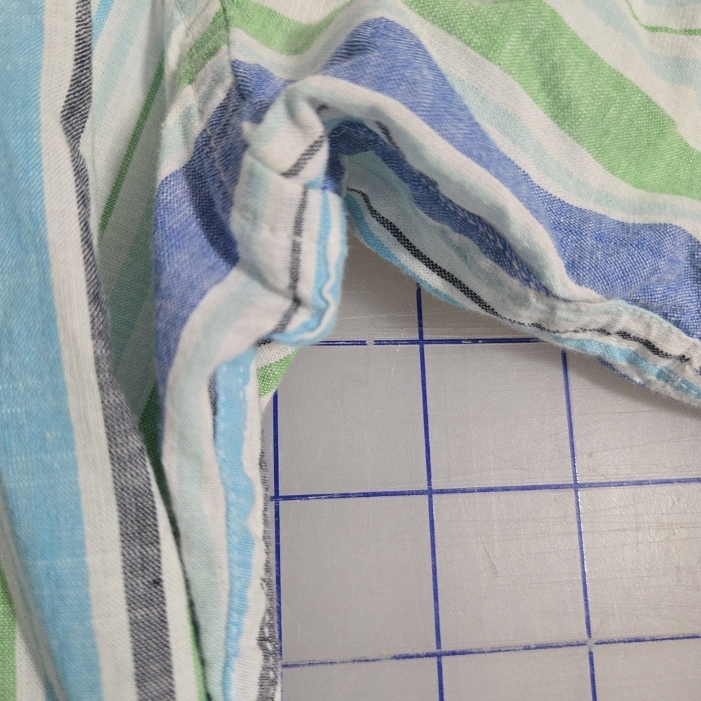 U.S. Polo Assn. Blue and Green Striped Button Down Lightweight Beach Travel - Picture 4 of 7